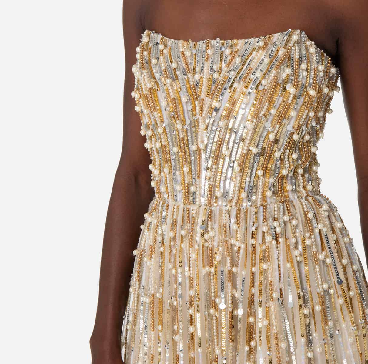 Red Carpet dress with sequins and pearls - Image 7